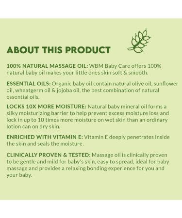 WBM Care Baby Oil - Moisturizing Massage Oil with Natural Ingredients and Vitamin E - 4.3 fl oz - Buy Online on GoSupps.com