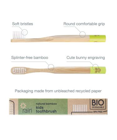 Rain Organic Bamboo Baby Toothbrush - Safe Infant Toddler Kids Toothbrush - BPA-Free Biodegradable Wood - Extra Soft Bristles - Children's Dental Care - 6 to 12 Months and Up - 1 Pack - Buy Online on GoSupps.com