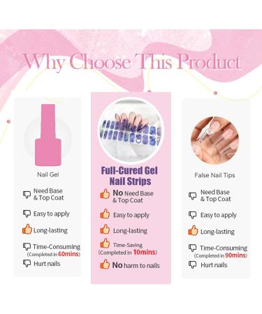 Gel Nail Strips Gel Nail Stickers - 20 Stickers Gel Nail Wraps Soft Self Upgrade Full-Cured Gel Nail Strips Adhesive Gel Nail Stickers Lasting for 15 Days Gel Nail Strips No Need UV/LED Lam(37-Blue) - Buy Online on GoSupps.com