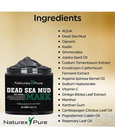 Dead Sea Mud Mask - All-Natural Face Mask for Blackheads Acne & Hyperpigmentation - 8.8fl oz - Luxurious Skincare for Women & Men - Buy Online on GoSupps.com