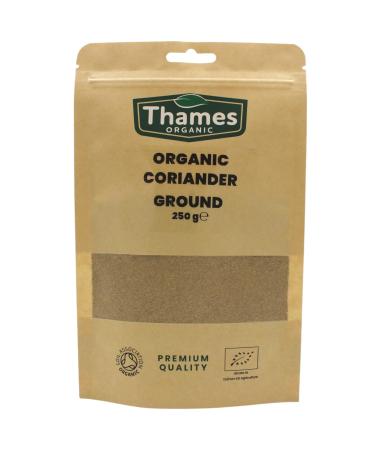 Organic Coriander Ground-Certified Organic Non-GMO Vegan No Additives No Preservatives Resealable Bag by Thames Organic 250g 250 g (Pack of 1)