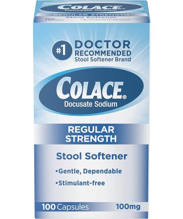Colace Regular Strength Stool Softener | 100mg Capsules | 100 Count Pack | Gentle & Dependable Constipation Relief | Stimulant-Free Formula - Buy Online on GoSupps.com