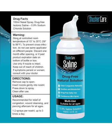 Buy Saline Mist 0.9% NaCl - Multi-Purpose Saline Spray for Wound Care Piercing Aftercare & Dry Sinuses | Drug-Free 100 ml - International Shipping Available - Buy Online on GoSupps.com