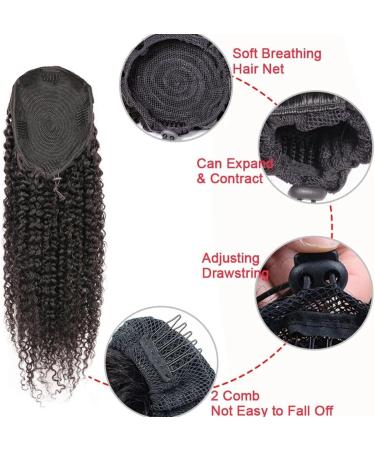 Braid Hair Extension 8-26" Drawstring Ponytail Extension Kinky Curly Human Hair Pony Tail Natural Color Brazilian Hair Clip in Afro Curly Ponytail Hairpieces for Women Braid Ponytail Extension (Co 16inches Natural Color - Buy Online on GoSupps.com