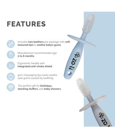ZoLi Chubby Gummy Teether 2 Pack | Baby Teething Relief - Blue/Grey BPA Free Stick - Buy Online on GoSupps.com