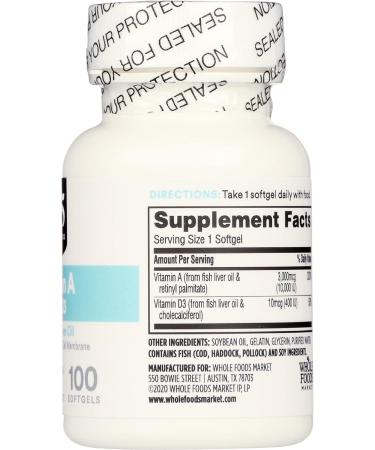 Whole Foods Market 365 Vitamin A & D 400 IU 100 Count - Essential Daily Supplement - Buy Online on GoSupps.com