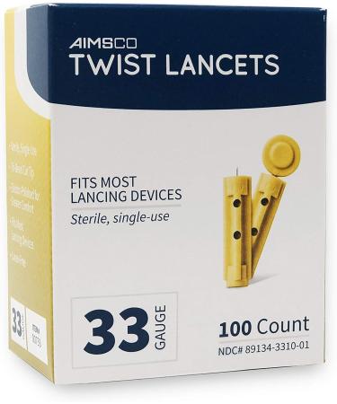AIMSCO 33 Gauge Twist Lancet - 100 Count | Ultra-Fine Needle for Smooth Blood Sampling - Buy Online on GoSupps.com