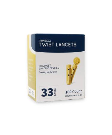 AIMSCO 33 Gauge Twist Lancet - 100 Count