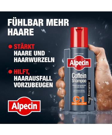 Alpecin Caffeine Shampoo C1 - 3 x 250ml | Combat Hair Loss | Strengthen Roots & Promote Growth | Men's Hair Care - Made in Germany - Buy Online on GoSupps.com