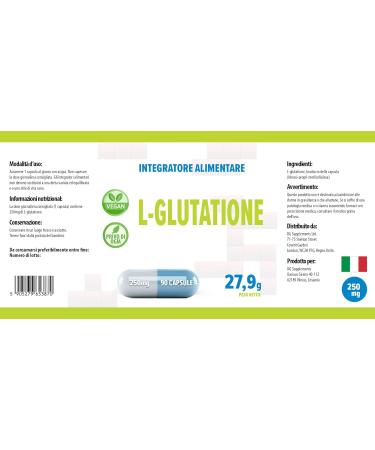 L-Glutathione 250mg - 90 Vegan Capsules for Skin & Liver Detox | High Dose Laboratory Tested - Buy Online on GoSupps.com