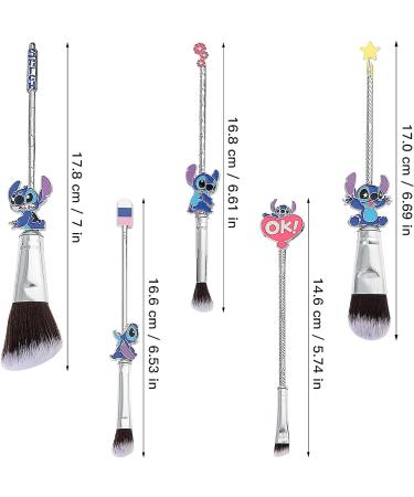 5 Pcs Stitch Makeup Brush Set - Portable Kawaii Cosmetic Brushes for Powder, Eyeshadow, Blush, Lips - Silver Stitch Gifts for Women/Girls - Buy Online on GoSupps.com