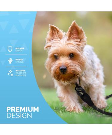 Furdreams 1.5m Slip-On Dog Lead - Reflective, Durable Climbers Rope Leash with Padded Handle - Weather Resistant - Waste Bag Dispenser - Black Large - Buy Online on GoSupps.com