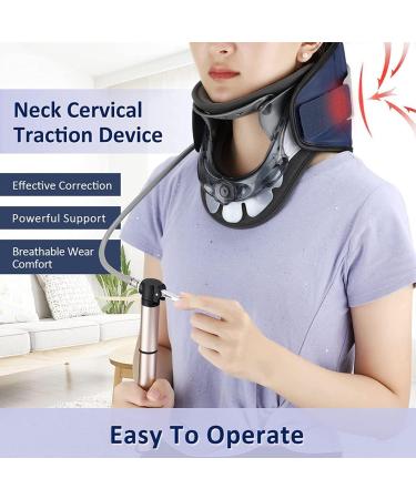 Safwel Neck Support - Adjustable Cervical Spine Traction Device with Airbag 360 Neck Protection Height Adjustable (Blue) - International Shipping - Buy Online on GoSupps.com