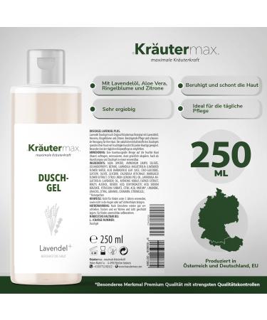 Herbal Max Krautermax Lavender shower gel with oil for relaxation also as soap and shampoo 250 ml - Buy Online on GoSupps.com