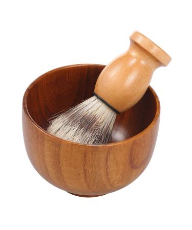 LAURAG Beard Shaving Cream Bowl Shaving Soap Mug for Men with Shaving Cream Brush Wooden Shaving Bowl