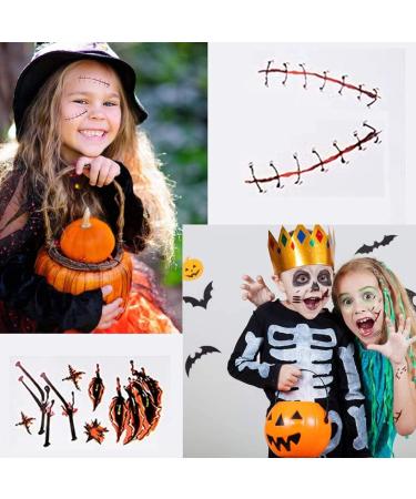 Halloween Temporary Tattoos Blood Wound Bleeding Scar for Halloween Makeup Zombie Makeup Party Cosplay Costume Looks Real on Face and Body Face Decals Prank Zombies Party Supplies Halloween - Buy Online on GoSupps.com