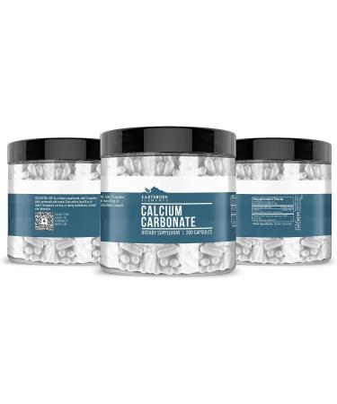 Pure & Undiluted Calcium Carbonate 200 Capsules by Earthborn Elements - No Additives - Buy Online on GoSupps.com