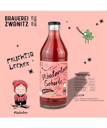 Brauerei Zwnitz Rhabarberschorle 18-Pack - Refreshing Rhubarb Juice Spritzer in 0.33L Glass Bottles | Authentic Saxon Lemonade | International Shipping Available - Buy Online on GoSupps.com