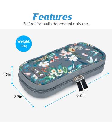 Youshares Insulin Cooling Bag with 2 Cooling Packs - Diabetic Pocket for Safe Storage Travel PEN Cool Box | Gray Camellia - Best Diabetes Accessories - Buy Online on GoSupps.com