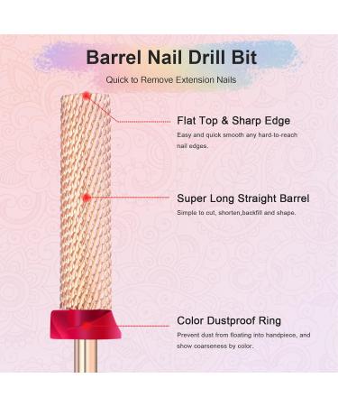 Depvko Super Long Barrel Nail Drill Bits - 3/32" Carbide Bit for Acrylic Nails | Two Way Rotate Professional Safety Bits | Fast Manicure & Pedicure Tool - Fine Rose Gold - Buy Online on GoSupps.com