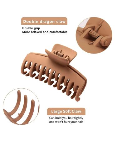 Vsiopy 6 Pack Medium Large Claw Clips - Strong Hold Matte Hair Jaw Clips for Women & Girls - 3.5 Inch Double Row Clips for Thick & Thin Hair in Black, Beige, Brown - Buy Online on GoSupps.com