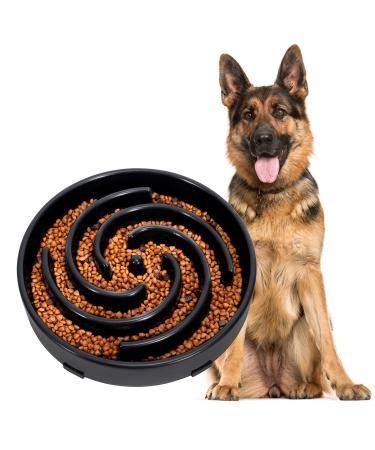 JASGOOD Slow Feeder Dogs Bowl for Large Dogs,Anti-Gulping Pet Slower Food Feeding Bowls Stop Bloat,Preventing Choking Healthy Design Dogs Bowl Large A-Black