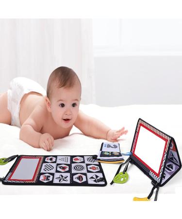 Kilpkonn Baby Fabric Book Toy | Montessori Mirror & Crawl Toys for 0-6 Months | Black & White Baby Prone Play - Buy Online on GoSupps.com