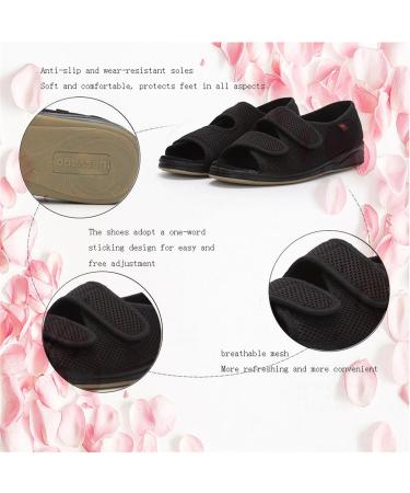 Shop Women's Wide Diabetic Sandals - Non-Slip Adjustable Cozy Footwear for Swollen Feet & Plantar Fasciitis | Size 7 Black - Buy Online on GoSupps.com