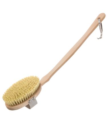 Hydrea London Dry Body Brush   Long Handled Exfoliating Dry Skin Brush with Vegan Cactus Bristle  Dry Brush Cellulite Remover  Exfoliating Back Scrubber  Helps Improve Lymphatic Drainage - FSC  Certified Beechwood.