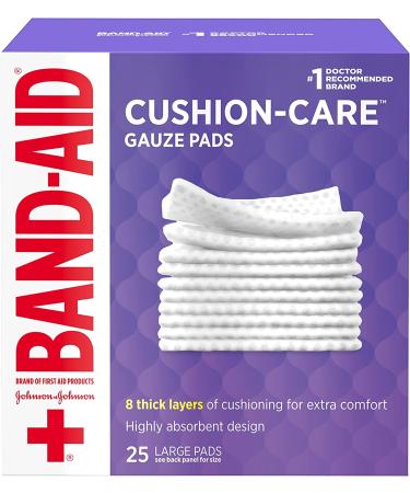 Band-Aid Absorbent Cushion Care Square Gauze Pads for Minor Cuts, Scrapes & Burns - 25 ct - Buy Online on GoSupps.com
