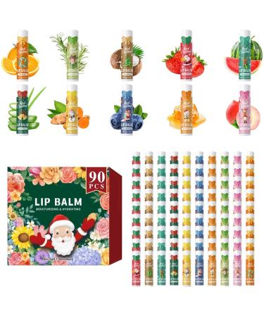 Moisturizing Lip Balm 90 Softening Sticks Lip Balm Sticks - for Women and Men Daily Routine Travel Outdoors Workplace Evening Date