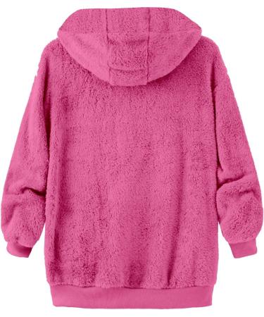 Shop Hanxiulin Fluffy Oversized Fleece Jacket for Women - Warm & Stylish Zip-Up Hoodie in Hot Pink | Elegant Autumn Coat - Buy Online on GoSupps.com