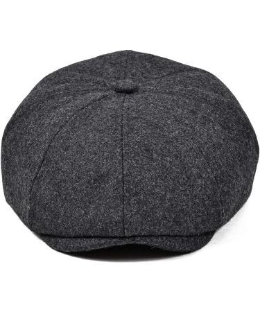 VOBOOM Men's Wool Blend Newsboy Cap - Grey Herringbone Cabbie Flat Cap - Buy Online on GoSupps.com