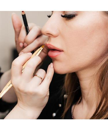 Double Lip Brush & Eyeliner Brush Set | Retractable Gold Makeup Brushes for Lips & Eyes - Buy Online on GoSupps.com