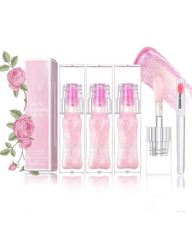 Magic Color Changing Lip Oil Boss Up Cosmetics Color Changing Lip Oil Hydrating Lip Gloss Lip Balm Transparent Lipstick Long Lasting Moisturizing Non-sticky Fresh Texture Lip Oil (3pc)