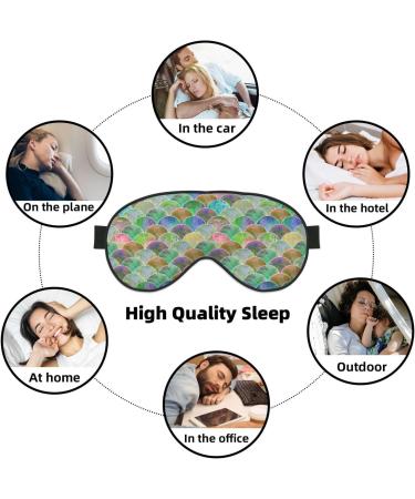 Adjustable Watercolor Green Fish Scale Sleep Mask | Block Out Light Eye Cover for Travel Yoga & Napping - Buy Online on GoSupps.com