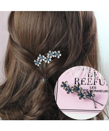 Aneneiceera Crystal Flower Hair Clip Black Hair Clip One Word Clip Rhinestone Hair Pin Headwear Decorative Hair Pins Headwear Bridal Hair Accessories for Women and Girls (Black) - Buy Online on GoSupps.com
