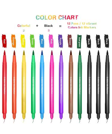 Food Coloring Pens 12Pcs Dual Sided Edible Markers - Fine and Thick Tip, Food Grade Gourmet Writers for DIY Fondant Cakes - Pack of 1 - Buy Online on GoSupps.com