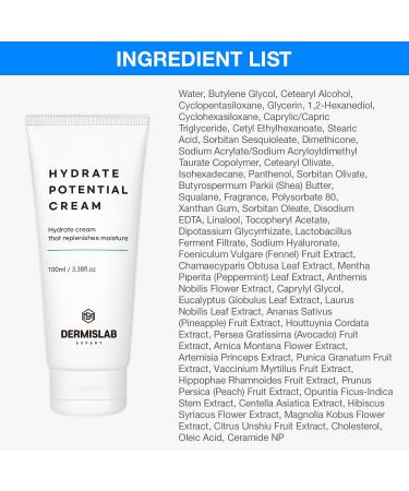 DermisLab Hydrate Potential Cream Korean Skincare Hyaluronic Acid & Ceramide Deep Hydration Face Cream | 100 ml / 3.38 oz - Buy Online on GoSupps.com