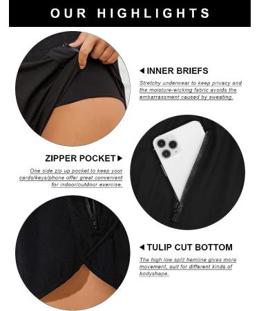 Blooming Jelly Women's High Waisted Running Shorts - Quick Dry Athletic Workout Pants with Zipper Pocket, Medium Black - Buy Online on GoSupps.com