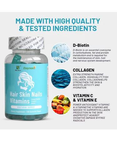 Wins Town Hair Skin Nails Vitamins Gummies with Collagen Vitamins C Sodium for All Ethnicities & Types Man & Women Strawberry Flavor 60 Count - Buy Online on GoSupps.com