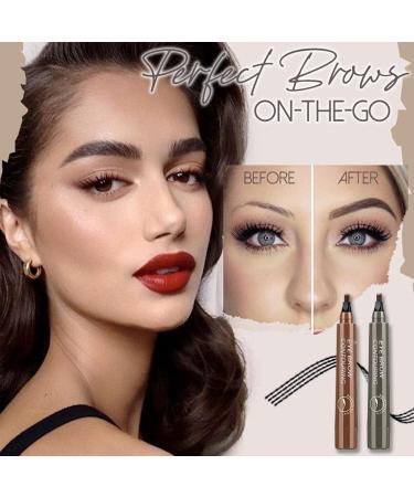 Suake Eyebrow Contouring Pen ChordBeaux 4 Tipped Precision Brow Pen Waterproof Sweat-proof and Non-smudging Four-pronged Eyebrow Pencil (Dark brow & Red brown) - Buy Online on GoSupps.com