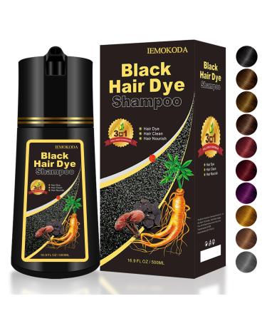 3 In 1 Instant Black Hair Dye and Color Kit: 100% Gray Coverage in 15 Minutes Natural Plant Extracts with Conditioner - 500ml