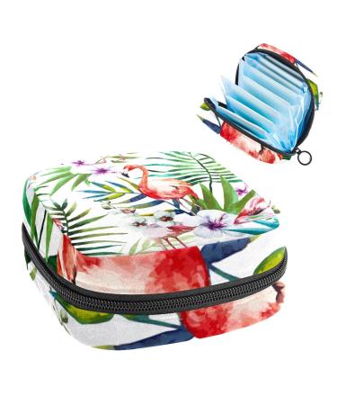 Women's bonds Storage pockets Stillpad Halter Flamingo Wald Leaves Flower Portable Period Kit Bag Feminine Product Bay For Women Girls Color3