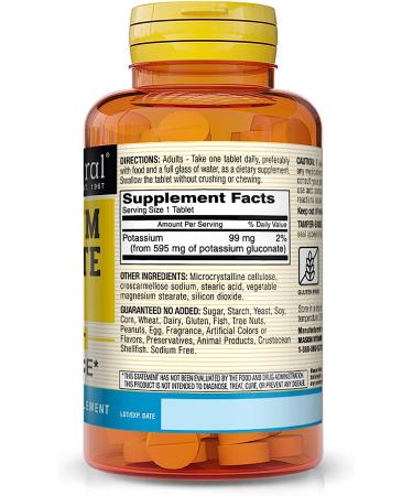 Mason Natural Potassium Gluconate 595mg 100-Count Tablets (Pack of 3) - Supports Healthy Blood Pressure, Heart, Muscle, and Organ Health - Dietary Supplement - Buy Online on GoSupps.com