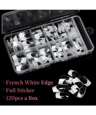 Ranrose 120pcs Square Fake Nails - Acrylic Full Cover Tips | Short French Press-On Nail Extensions | 10 Sizes | DIY Nail Art with Box - Buy Online on GoSupps.com