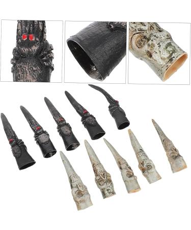 Amosfun 10pcs Halloween Witch Finger Cover Nail Set - Fake Finger Claws, Zombie Nails, Prank Props for Halloween - Buy Online on GoSupps.com