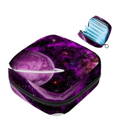 Menstruation pad bag with zipper women's napkin bag tampons collection bags for women and girls (space planet galaxy universe)