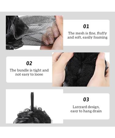 Extra Large Black Bath Sponge Set - 2 Soft Mesh Shower Sponges for Body Peeling & Comfortable Washing - Buy Online on GoSupps.com