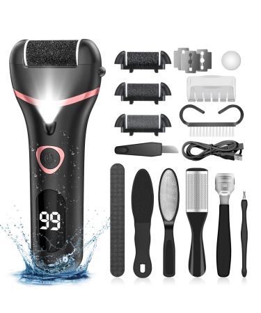 Electric Callus Remover for Feet  Waterproof Pedicure Kit Foot Care  Rechargeable Pedicure Tools with 3 Roller Heads  2 Speed Led Display Foot Callus Remover  Foot File for Hard Cracked Dry Dead Skin Electric Callus Remo...
